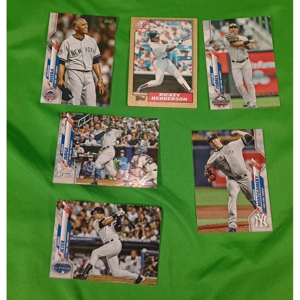 Lot Of 6 New York Yankees Topps Baseball Cards Jeter, Rivera, Judge, Henderson